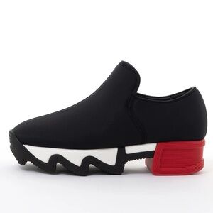 NEW iRi NYC Wes Unisex Neoprene Black‎ Red White Platform Sneakers